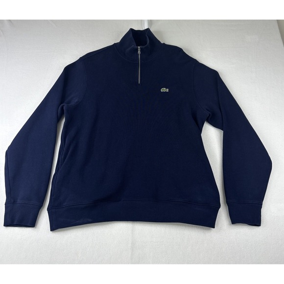 Lacoste Other - Lacoste 1/4 Zip Sweater Mens XL Blue Long Sleeve Mock Neck Jumper Cotton Casual